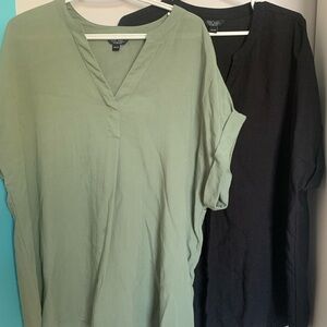 RACHEL Rachel Roy V-Neck Blouses in Black and Green